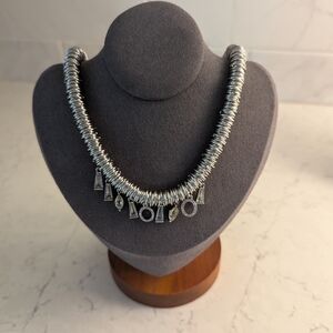 Anthropologie Silver Necklace with Geometric Charms